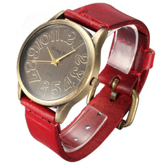 Retro Round Dial Leather Band Quartz Wrist Watch 4 Colors