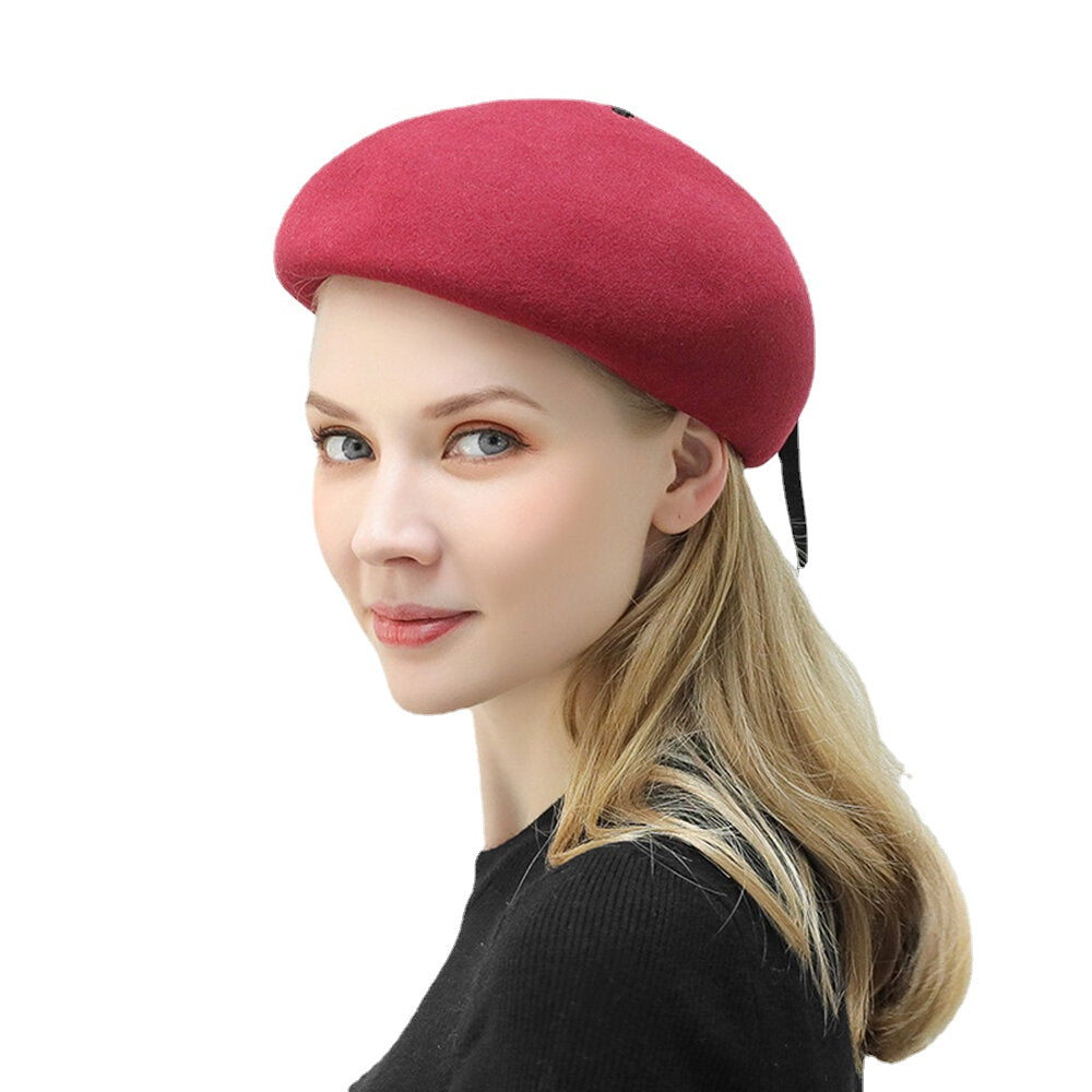 British Style Pure Wool Chain Beret Cap