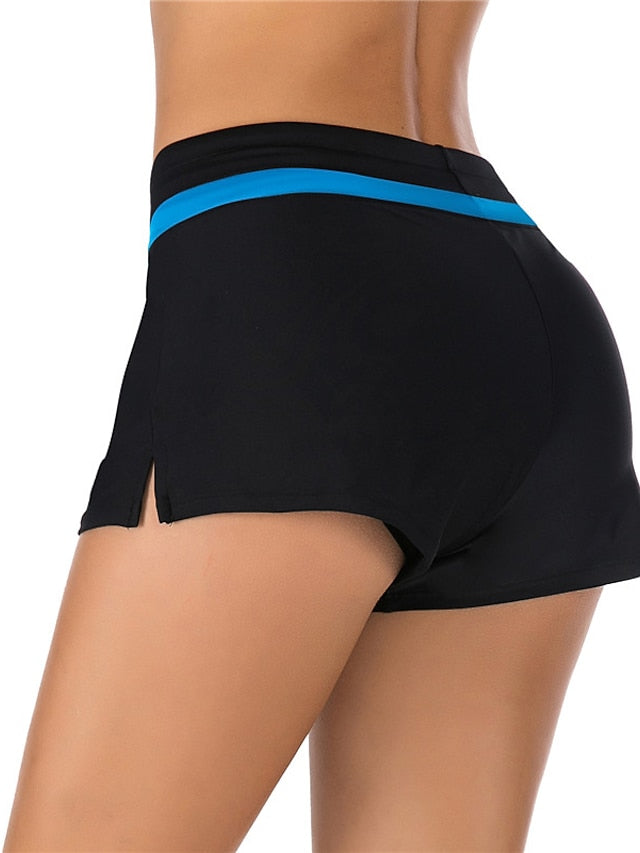 Women's Striped Swim Shorts Cover Up - Elastic Waist, Casual, Modern, Vacation Wear