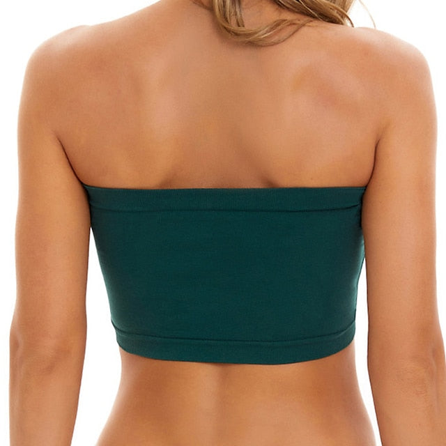 Women's Bras & Bralettes Tube Bra Strapless Full Coverage Solid Color Scoop Neck Micro-elastic Breathable Invisible