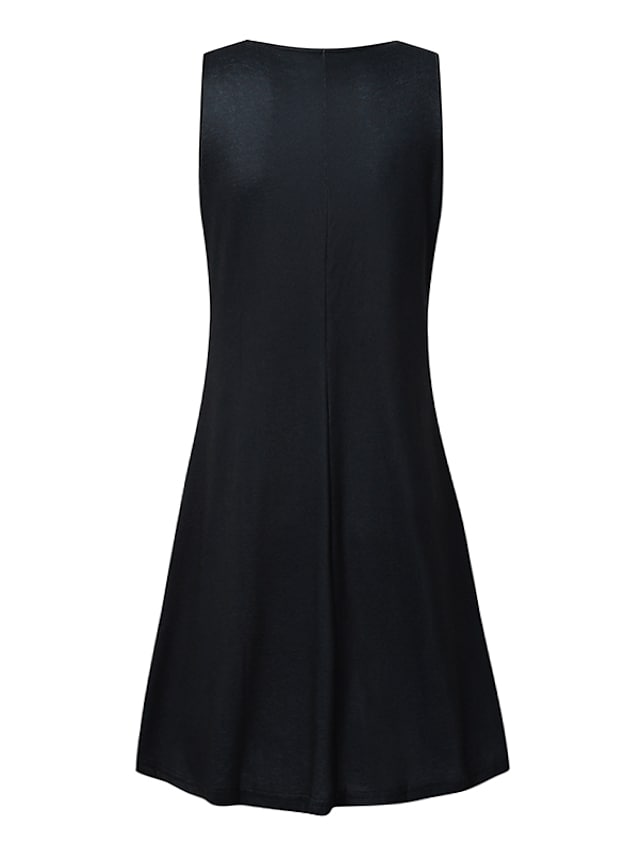 Women's Sleeveless Floral Print V Neck Slim Dress