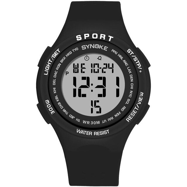 EL Display Silicone Strap Sport Watch 3ATM Waterproof Alarm Student Digital Watch