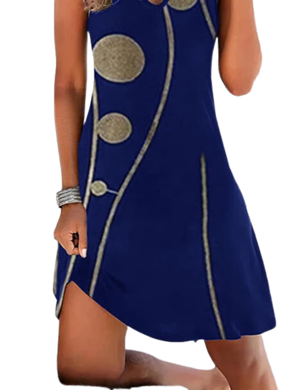 Women's Sleeveless Geometric Print Crew Neck Daily Dress
