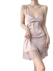 Women's Sexy Lace Backless Summer Mini Dress - Cozy Solid Color Straps
