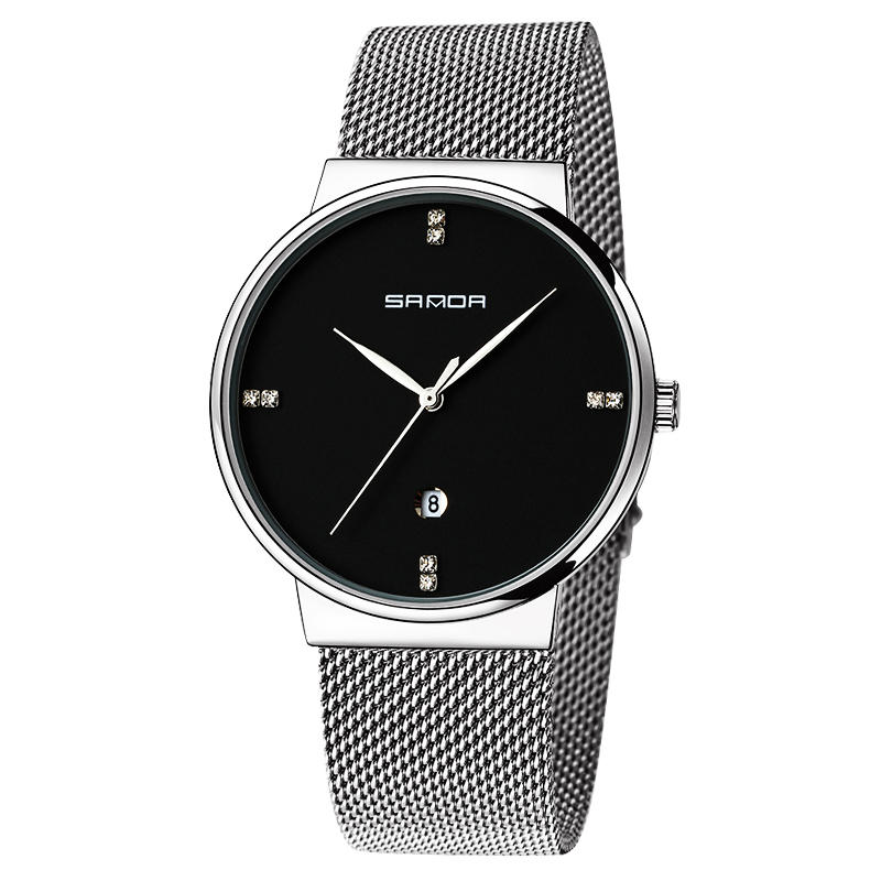 Men's Fashion Quartz Watch with Simple Dial & Stainless Steel Strap