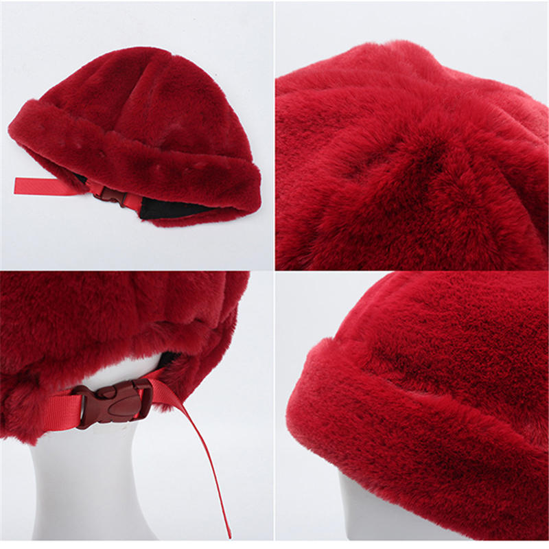 Women's Adjustable Winter Fur Hat - Soft, Warm, Brimless Design