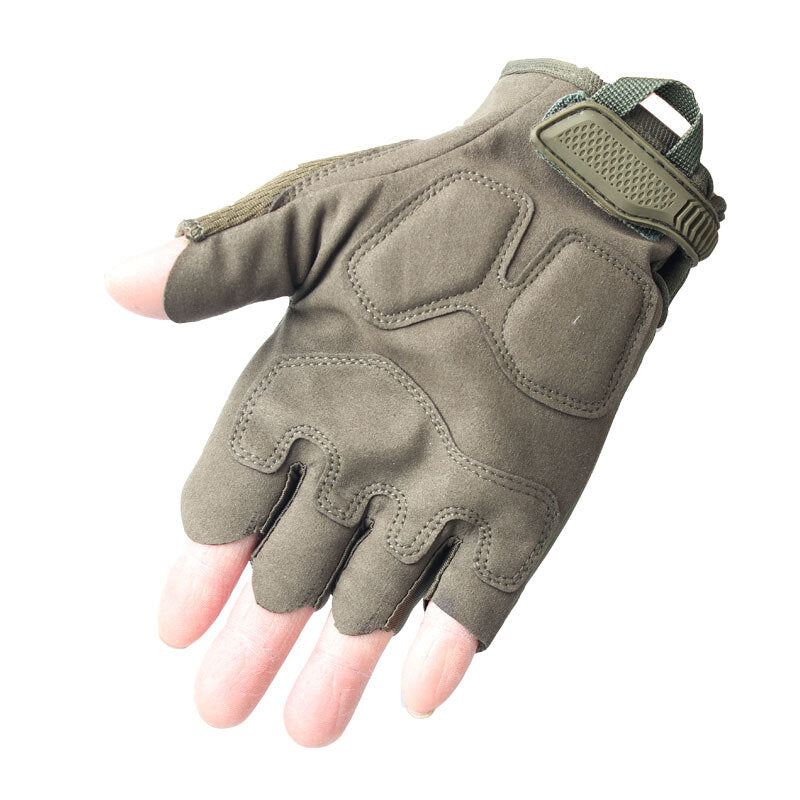 Anti-Skid Tactical Half Finger Gloves for Motorcycle, Cycling, Hiking, Shooting - Military Safety Gear