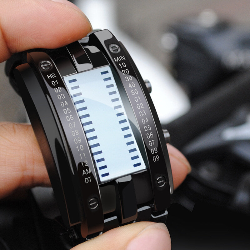 Fashion Rectangle Dial LED Time Date Display 30M Waterproof Steel Strap Men Digital Watch