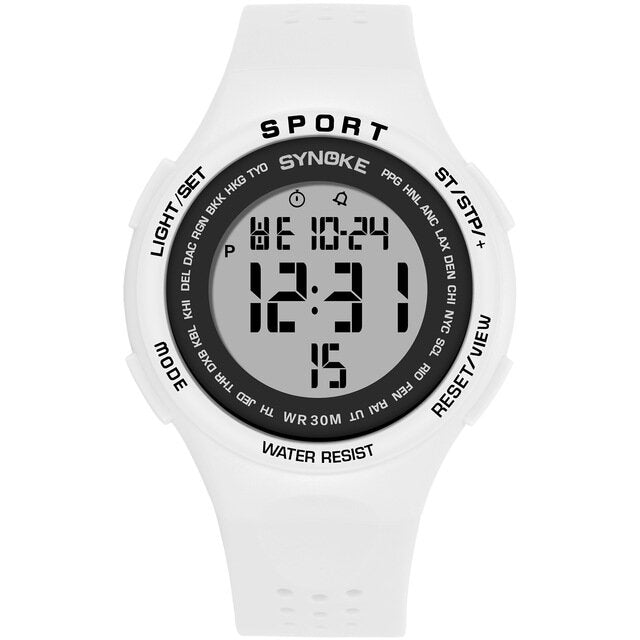 EL Display Silicone Strap Sport Watch 3ATM Waterproof Alarm Student Digital Watch