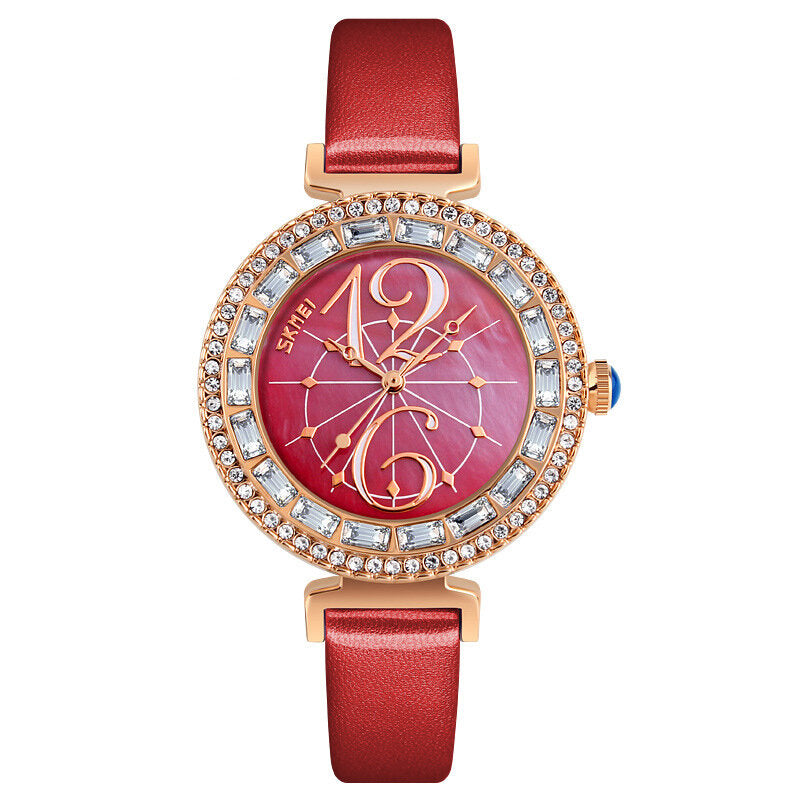 Rhinestone Women Wrist Watch Shell Dial Waterproof Elegant Design Quartz Watch