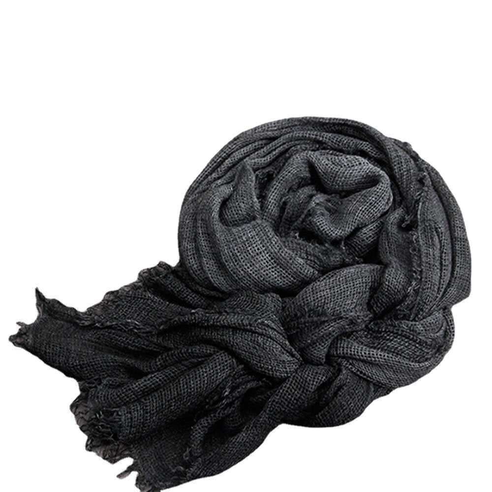 Women's Ethnic Style Cotton Scarf Shawl - Warm, Solid, Dirty Dyed for Autumn/Winter