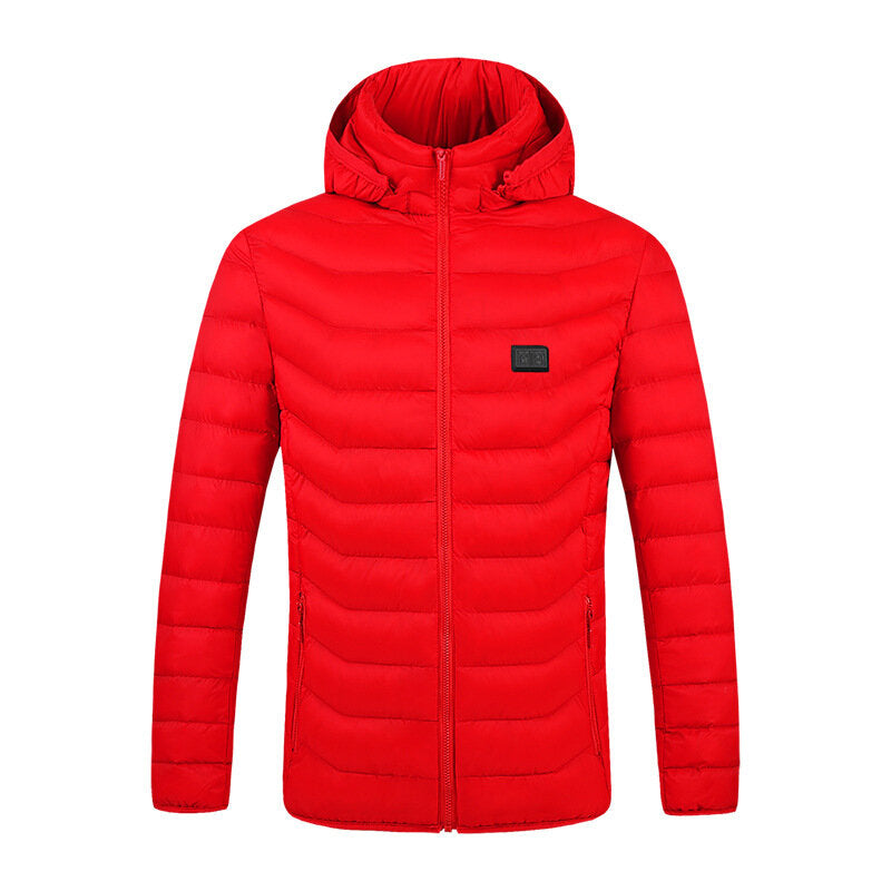 Unisex USB Heated Jacket with 9 Zones, Winter Warm Hooded Coat