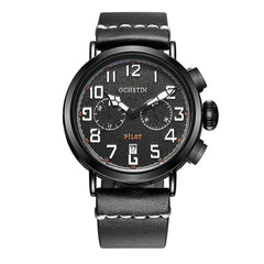 Men's Casual Leather Strap Quartz Watch - Elegant Style