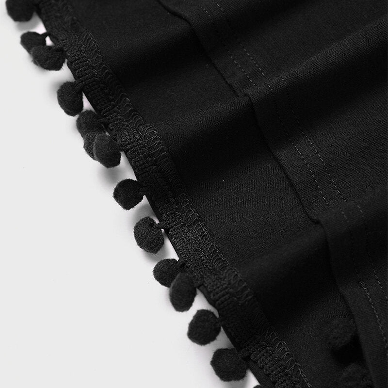 Black Sport Sleeveless Top and Elastic Waist Short Co-ord With Pom Pom Details Sportswear