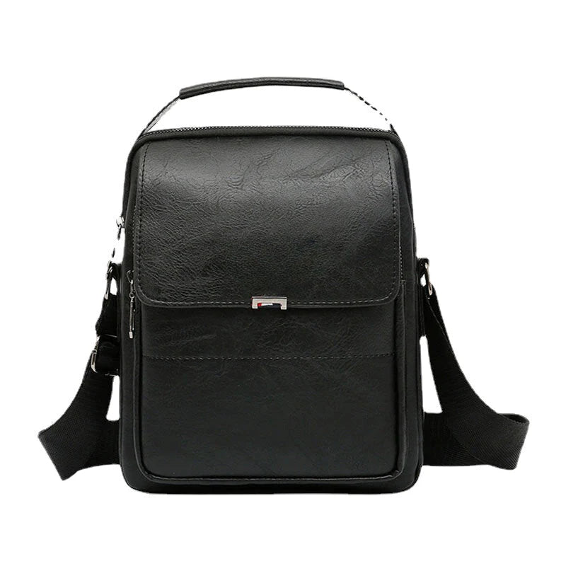 Men's Vintage PU Leather Crossbody Bag - Large Capacity, Zipper Decor, Shoulder Handbag