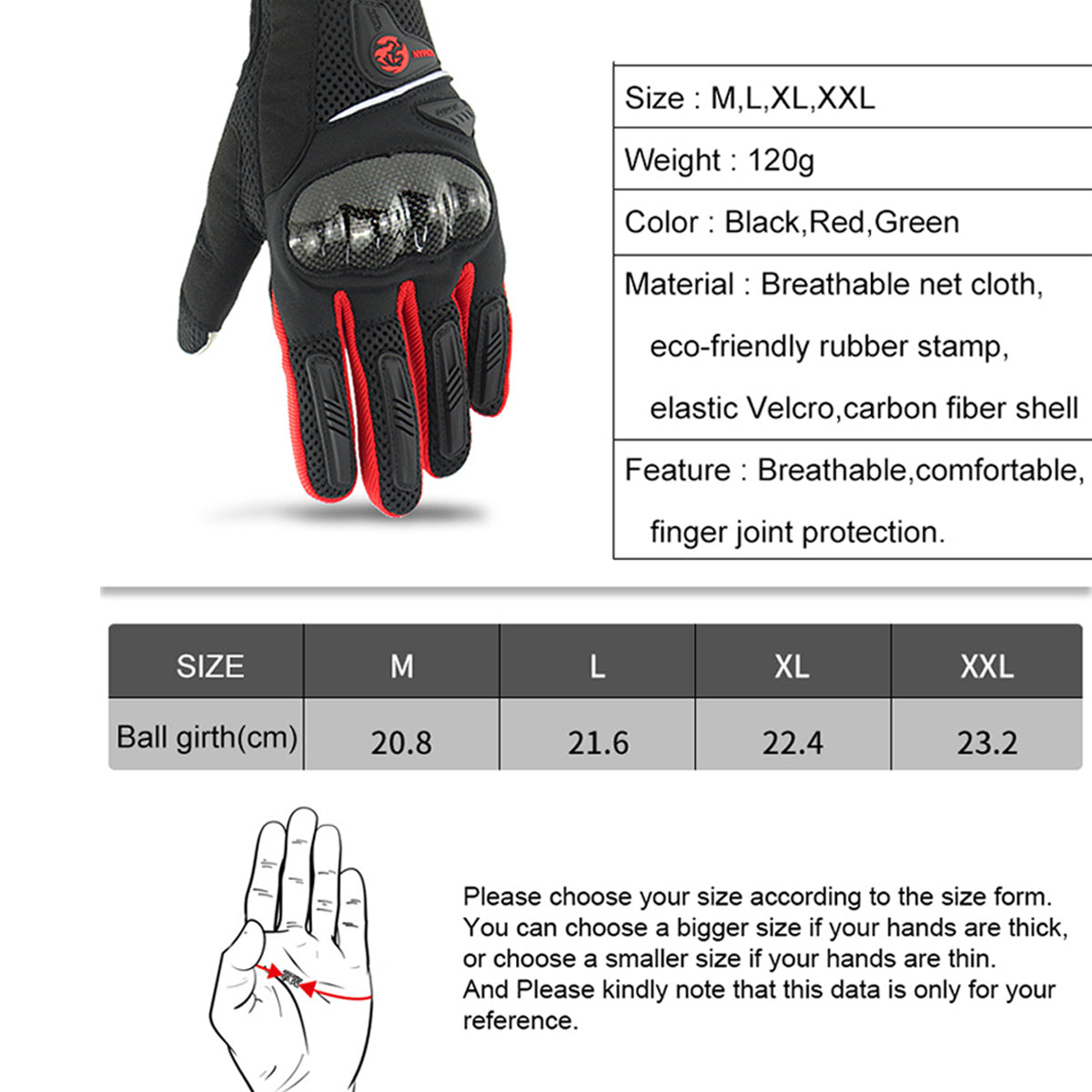 Touchscreen Full Finger Safety Gloves for Motorcycle Riding & Cycling