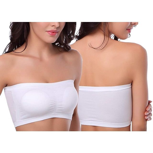 Seamless Bandeau Bra Plus Size Strapless Stretchy Tube Top Bra with Removable Pads for Women