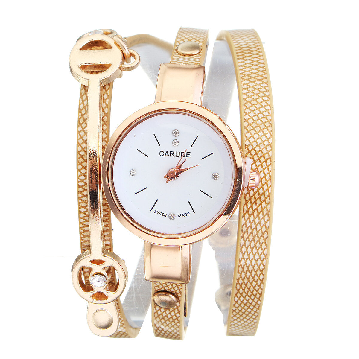 PU Leather Strap Simple Crystal Dial Women Watch Ladies Dress Quartz Watch