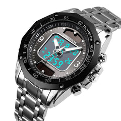 Men Digital Quartz Watch 3ATM Waterproof Luminous Display Dual Display Watch