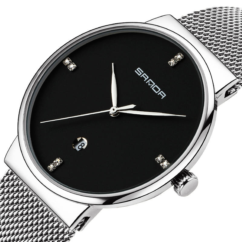 Men's Fashion Quartz Watch with Simple Dial & Stainless Steel Strap