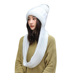 Women's Winter Knit Beanie Hat with Scarf & Earmuffs - Windproof Ski Cap