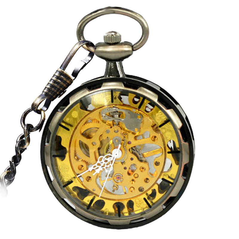 Coverless Hollow Gold Luxury Mechanical Watch Pocket Watch