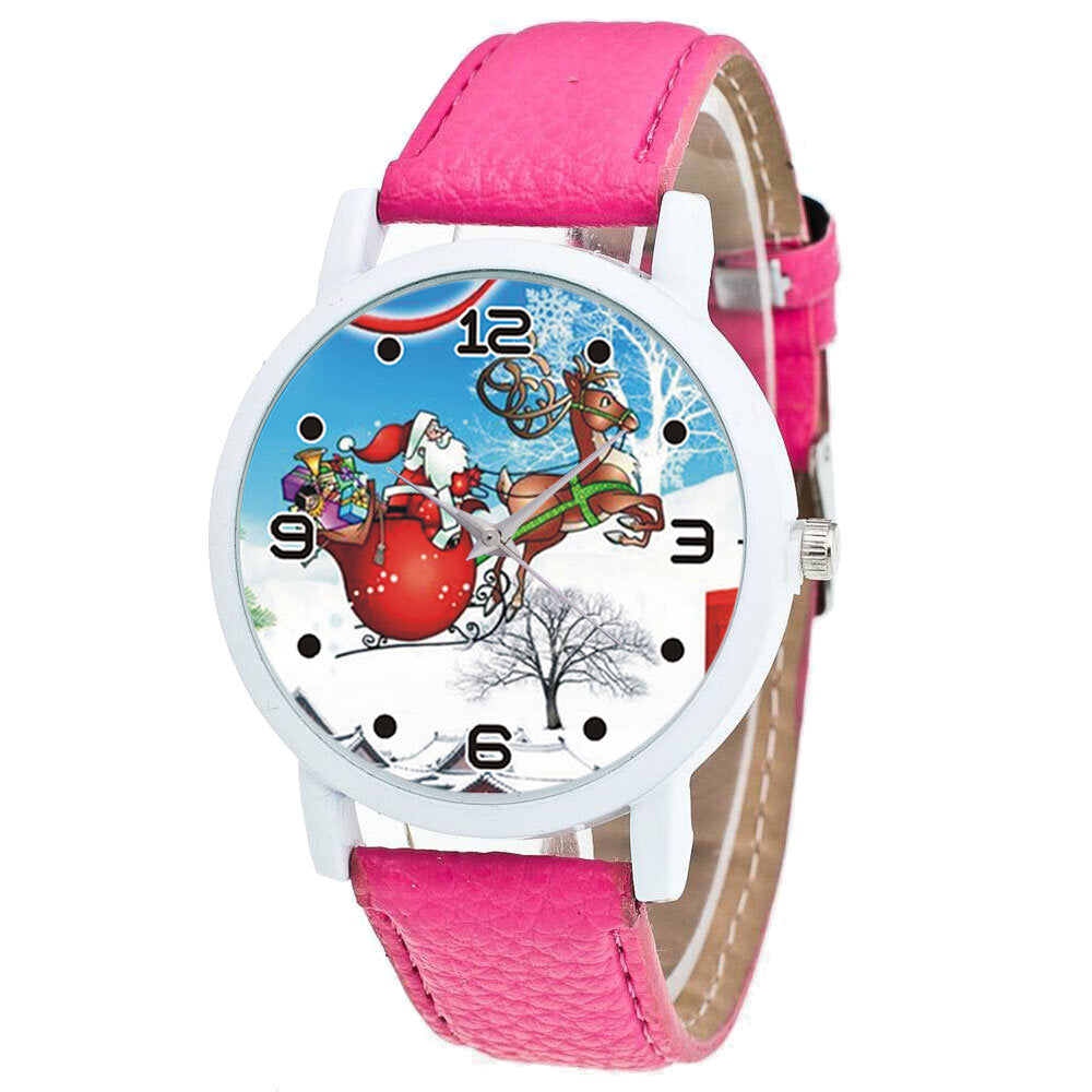 Cartoon Santa Claus and Snowfield Pattern Cute Kid Watch Fashion Children Quartz Watch