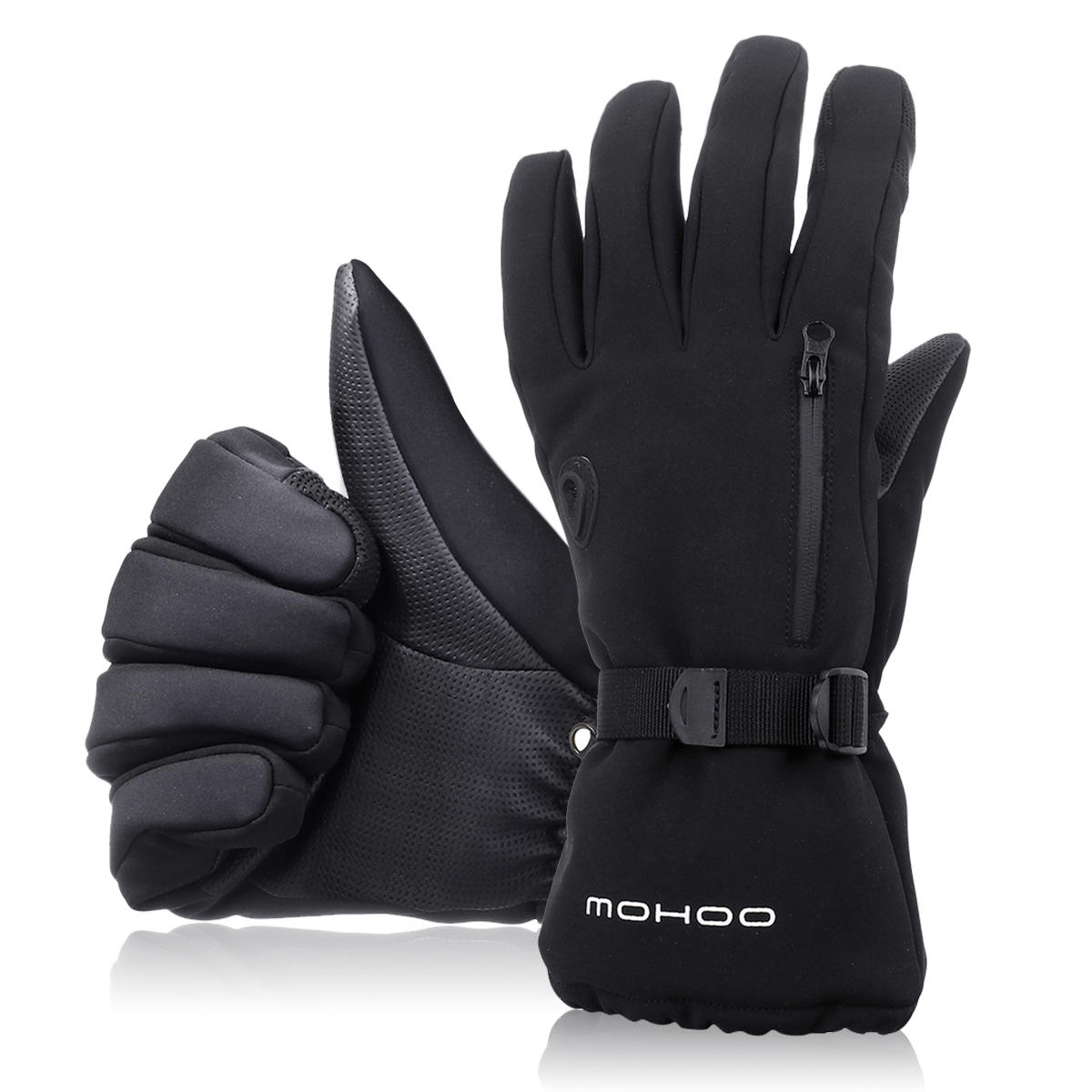 Black Waterproof Windproof Touchscreen Winter Sports Gloves for Skiing, Motorcycle, Bicycle, Running