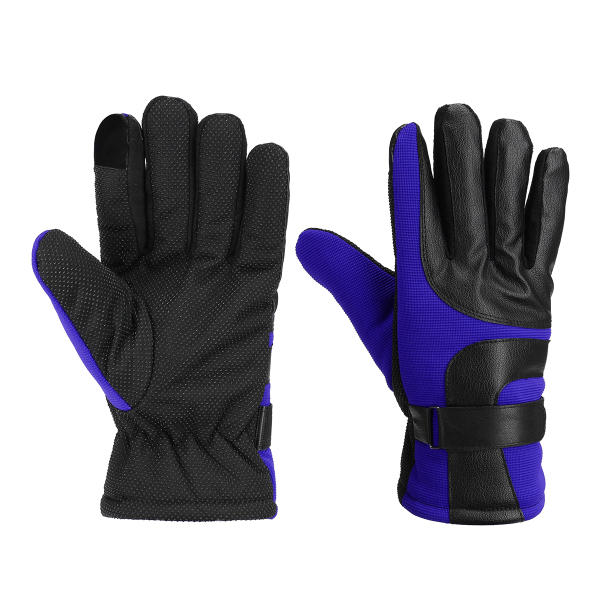 Waterproof Winter Motorcycle Leather Gloves, Touchscreen, Warm, Red/Blue/Black/Grey