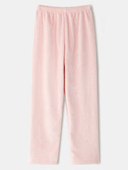 Women's Pig Graphic Flannel Pajama Set - Long Sleeve Sweatshirt & Elastic Waist Pants