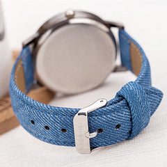 Casual Black Horse Desert Dial All-Match Denim Strap Men Quartz Watch Wristwatch