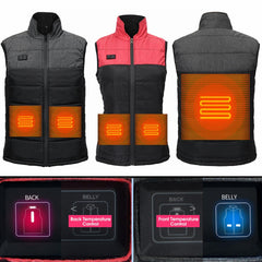 USB Heated Vest 3-Gear Dual Control for Men & Women - Rapid Heating Back & Abdomen Jacket