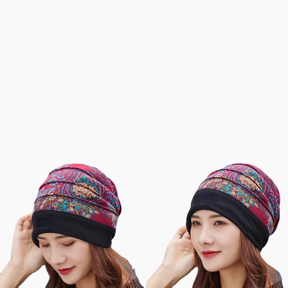 Women's Floral Cotton Beanie: Casual, Breathable, Warm Turban for Outdoor Fashion