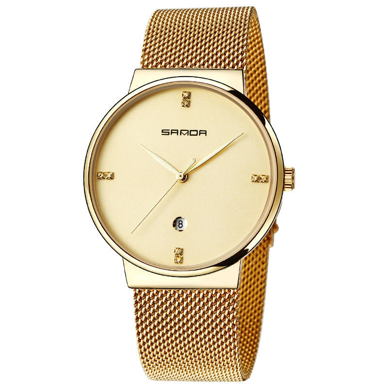 Men's Fashion Quartz Watch with Simple Dial & Stainless Steel Strap