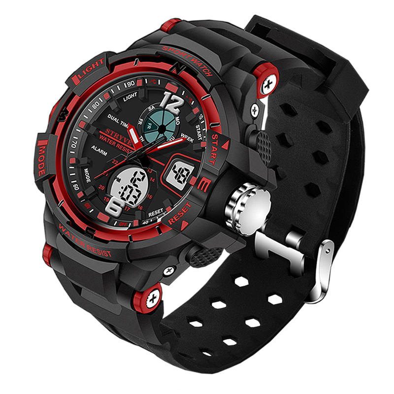 Chronograph Luminous Week Display Waterproof Men Sport Dual Display Digital Watch