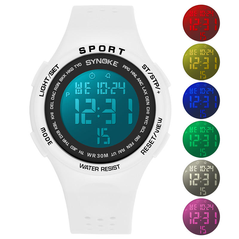 EL Display Silicone Strap Sport Watch 3ATM Waterproof Alarm Student Digital Watch