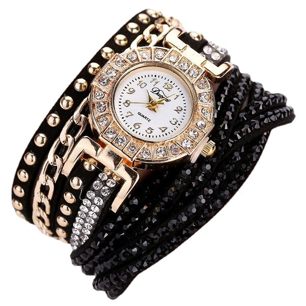 Luxury Nation Style  Crystal Gold Bracelet Watch Ladies Vintage Quartz Wirstwatches