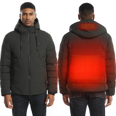 Men's USB Heated Hooded Jacket - Winter Warm Outdoor Coat