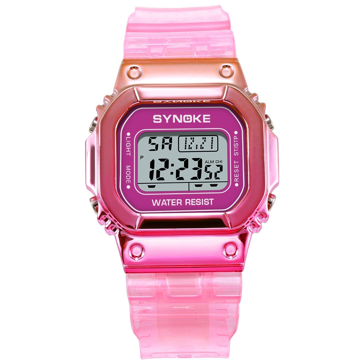 Gradient Color Watch Case Fashion Style Women Men Luminous Display Couple Digital Watch