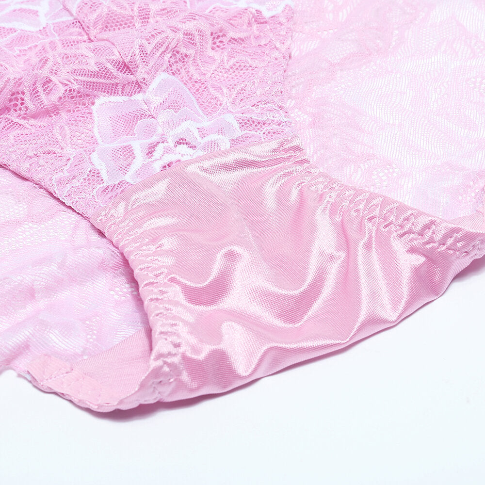 Plus Size Luxury Lace Floral Breathable Briefs