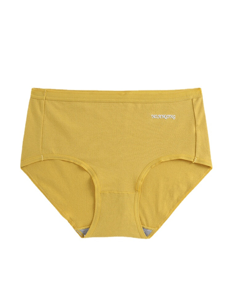 Women's Graphene Antibacterial Mid Waist Panties - Solid Color