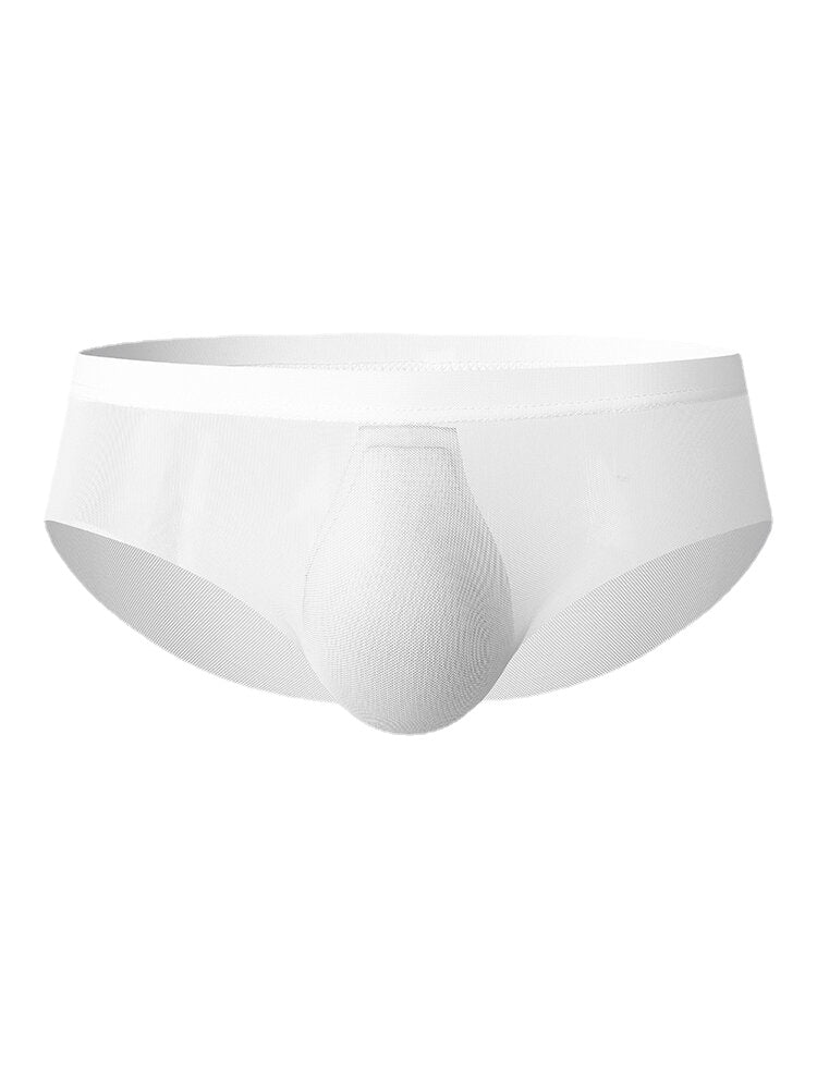 Mens Solid Color See Through Breathable Thin Mid Waist Full Hip Home Briefs