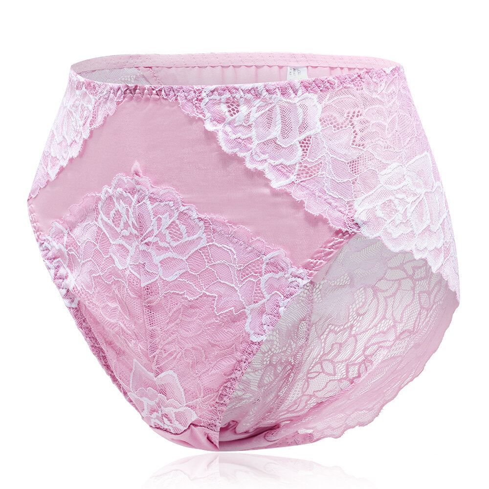 Plus Size Luxury Lace Floral Breathable Briefs