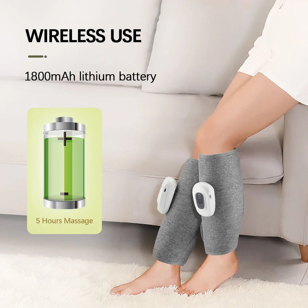 Electric 360° Air Pressure Calf Massager, Wireless Leg Massage, 3 Modes, Airbag Compression, Enhances Blood Circulation