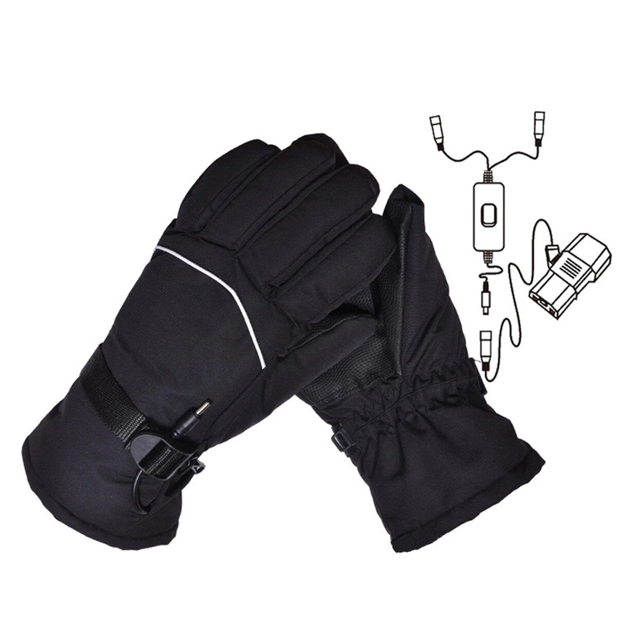 Heated Waterproof Ski Gloves - Winter Thermal Mittens for Snowboarding