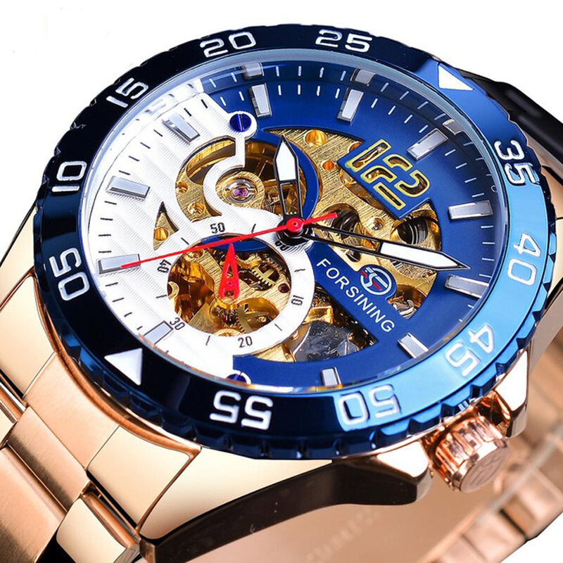 Fashion Men Automatic Watch Business Stainless Steel Strap Mechanical Watch