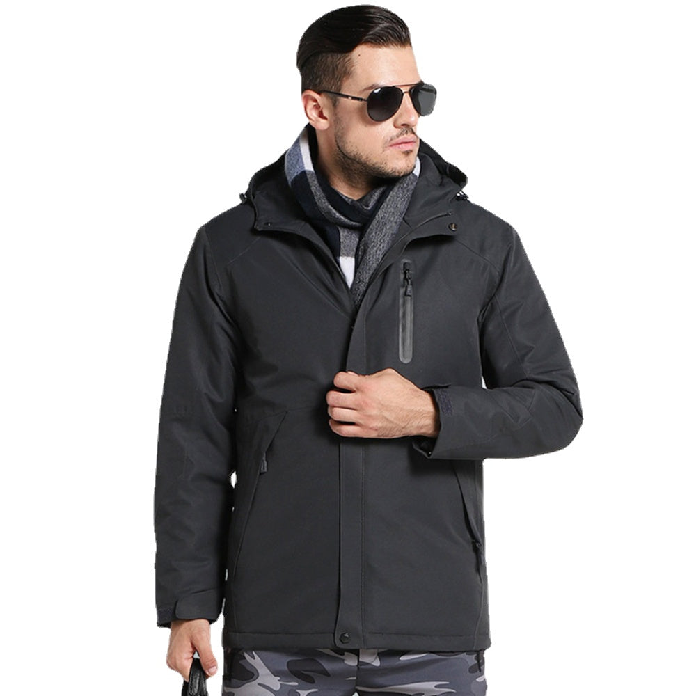 Electric Heated Jacket for Men & Women USB Winter Windproof Waterproof Hooded Outdoor Skiing