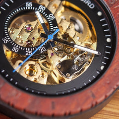 Men Wooden Luminous Hand Wristwatches Mechanical Watch