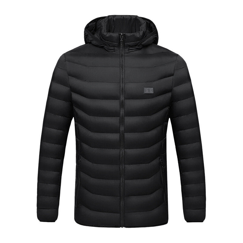 Unisex USB Heated Jacket with 9 Zones, Winter Warm Hooded Coat