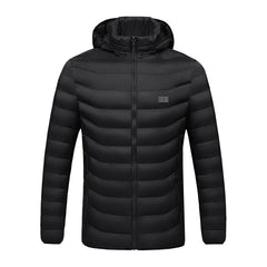 Unisex USB Heated Jacket with 9 Zones, Winter Warm Hooded Coat